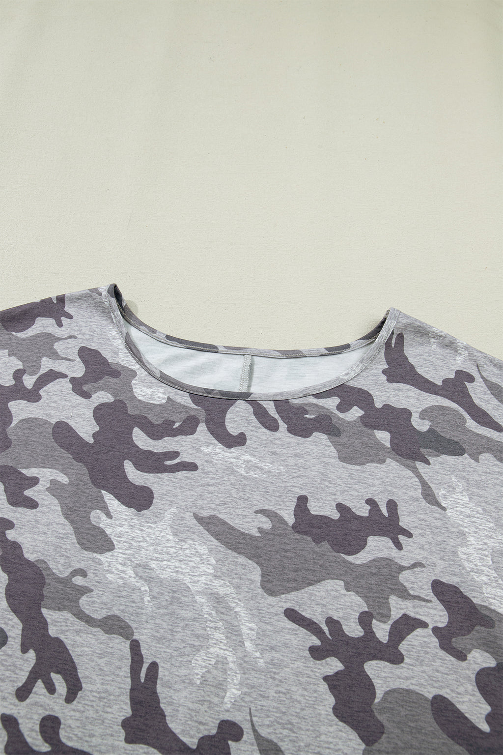Gray Plus Size Camo Print Casual T Shirt