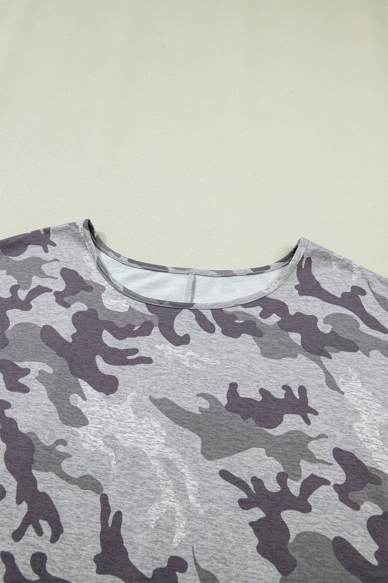 Gray Plus Size Camo Print Casual T Shirt