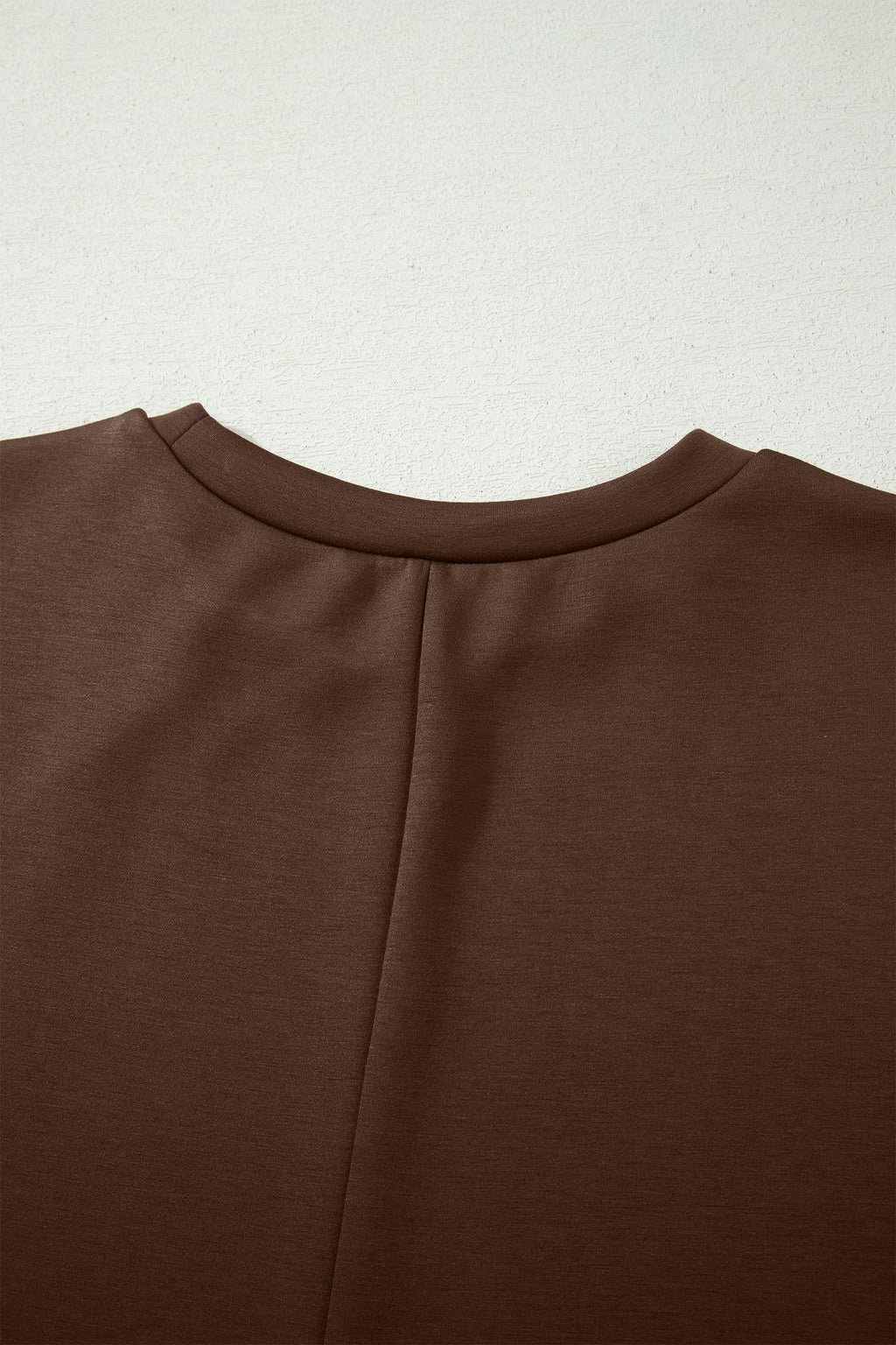 Red Sandalwood Solid Color Long T Shirt Dress with Slits