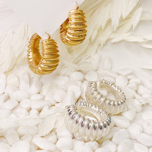 Bold In Pleats Hoop Earrings by Ellisonyoung.com