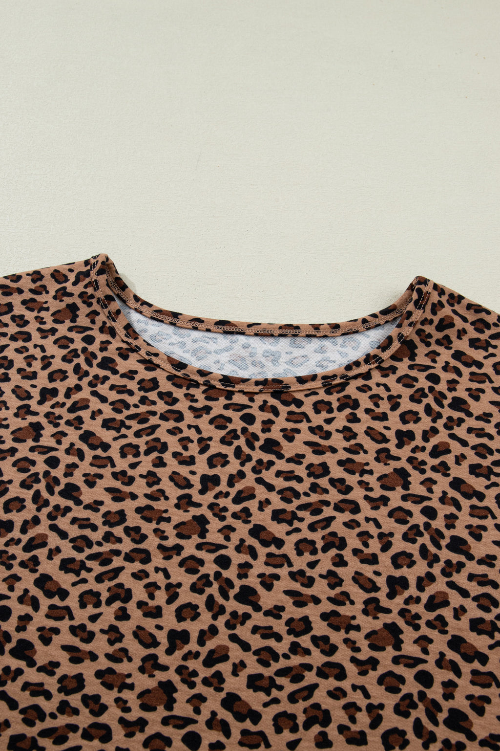 Brown Plus Size Leopard Loose Top Pleated Pants Set