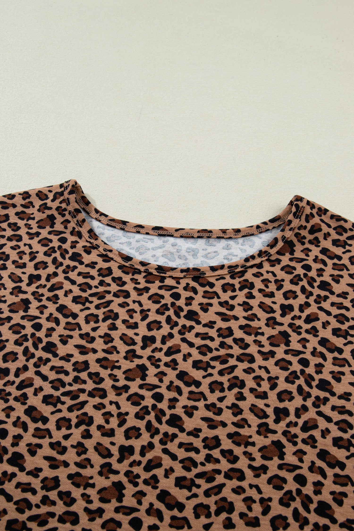 Brown Plus Size Leopard Loose Top Pleated Pants Set