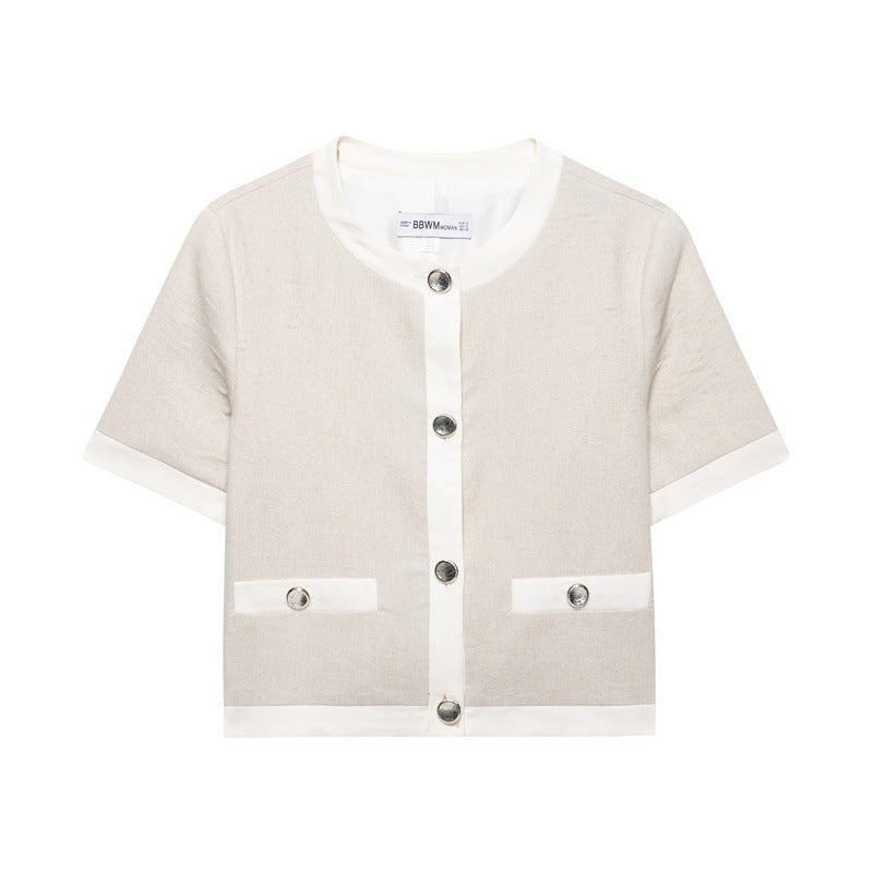 Linen Blended Short Sleeve Suit Coat