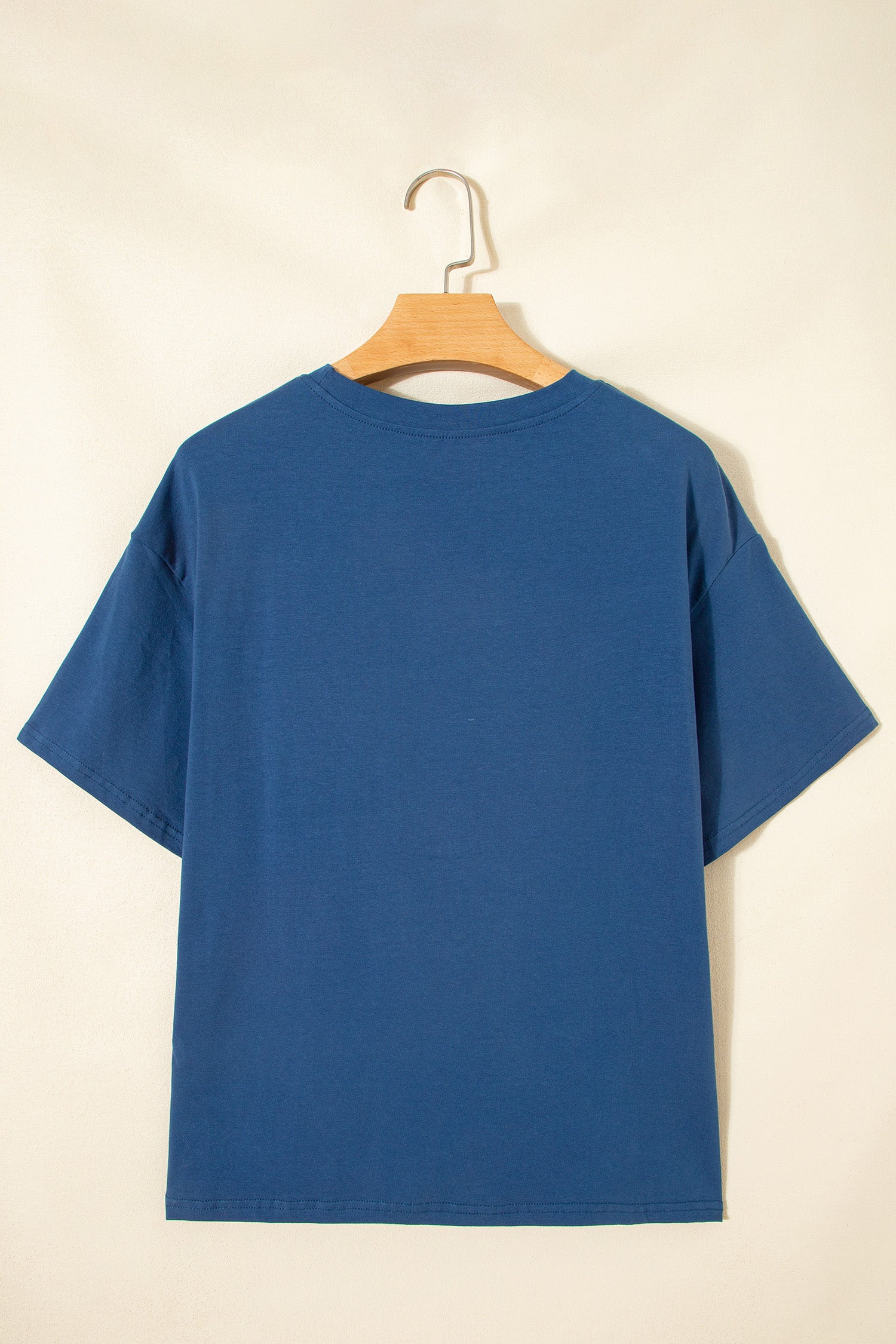 Sail Blue Color Block Chest Pocket Patched Casual Short Sleeve Top