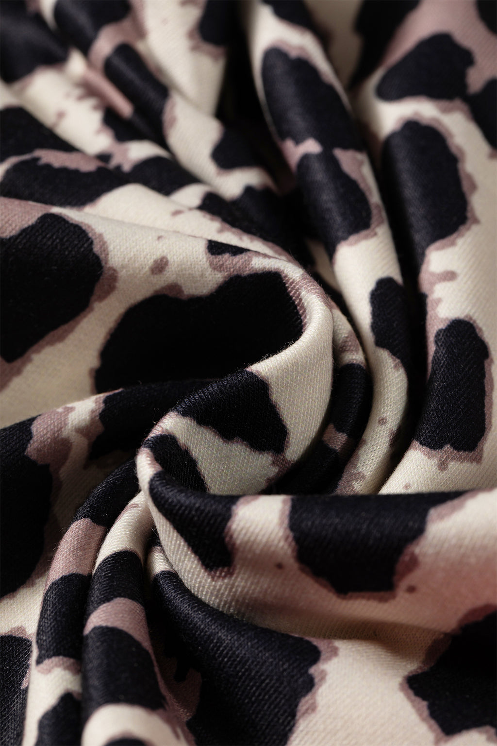 Rose Contrast Detail Tie Waist Leopard Print Casual Pants