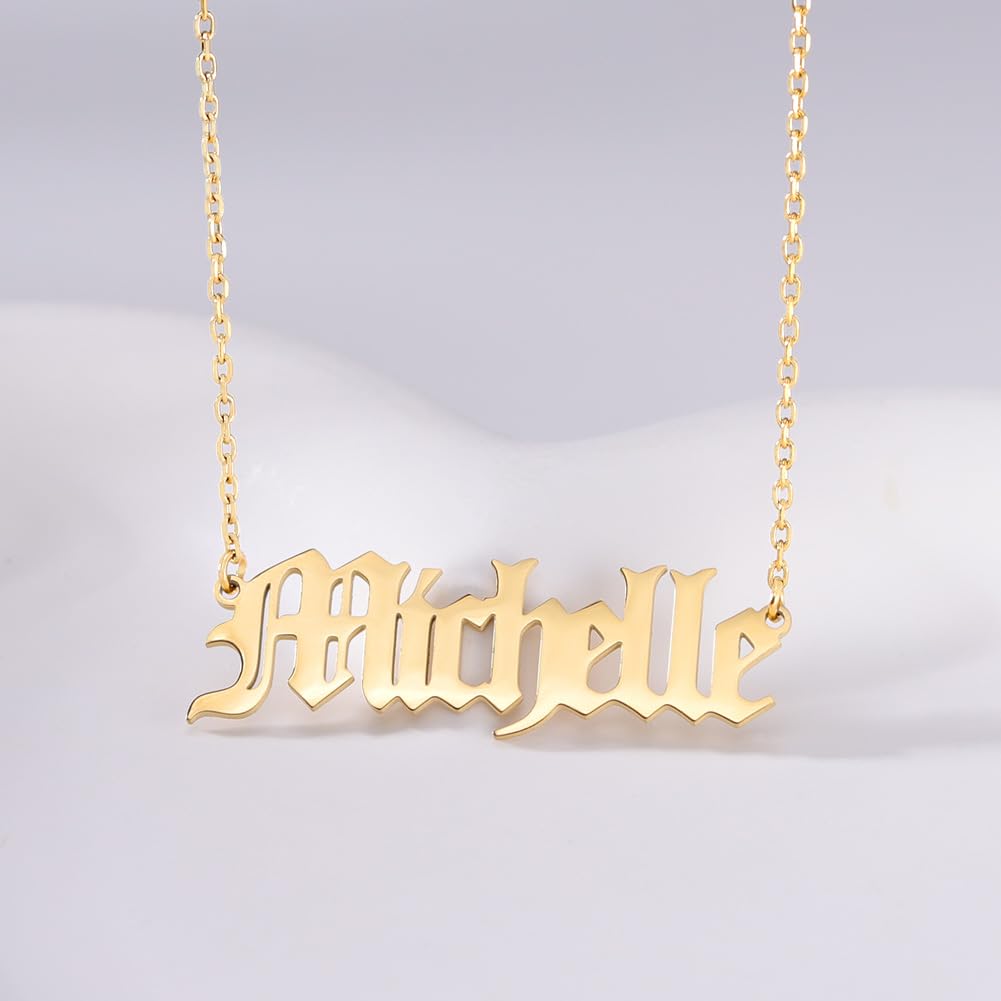 TinyName Custom Name Necklace Personalized 18K Gold Plated Nameplate Customized Jewelry Gift for Women