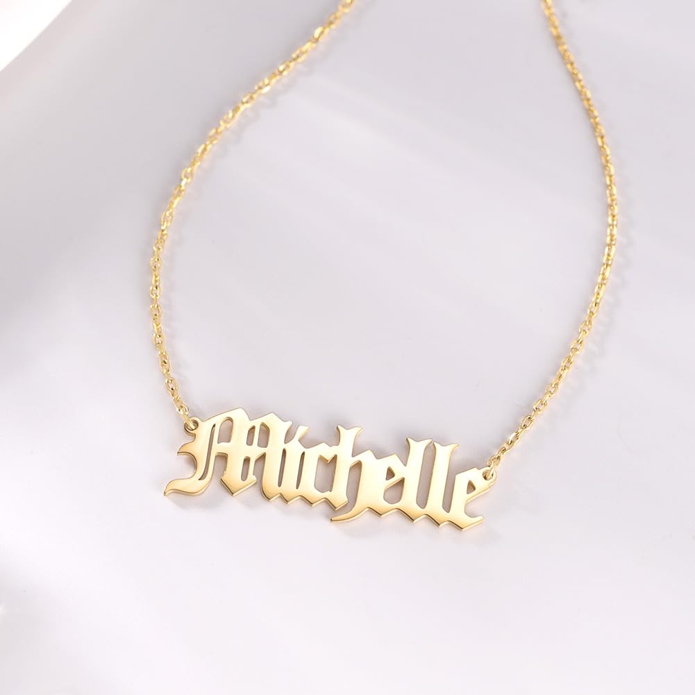 TinyName Custom Name Necklace Personalized 18K Gold Plated Nameplate Customized Jewelry Gift for Women