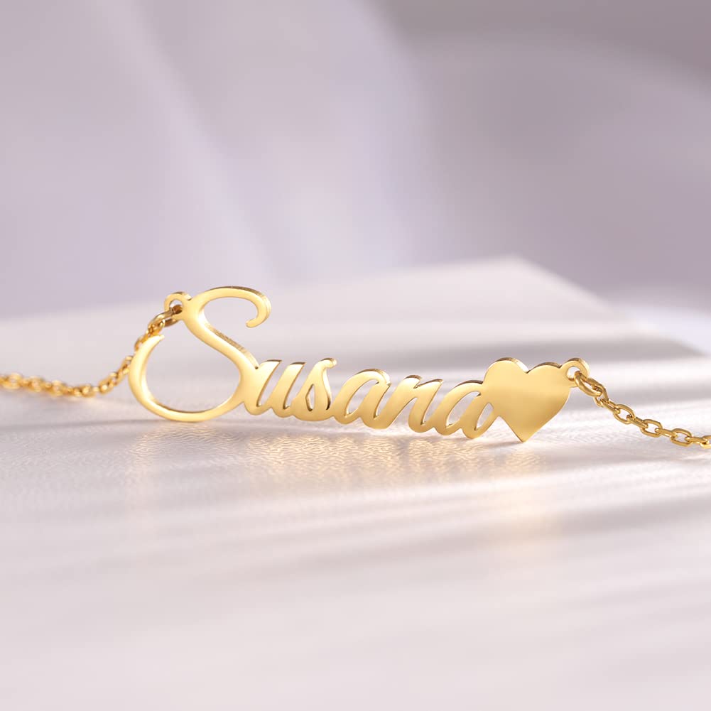 TinyName Custom Name Necklace Personalized 18K Gold Plated Nameplate Customized Jewelry Gift for Women