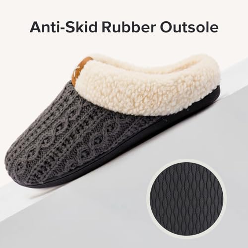 ULTRAIDEAS Women's Indoor Bedroom Slipper with Memory Foam, Gift for Women, Wool-Like House Shoe with Anti-Skid Rubber Sole for Ladies