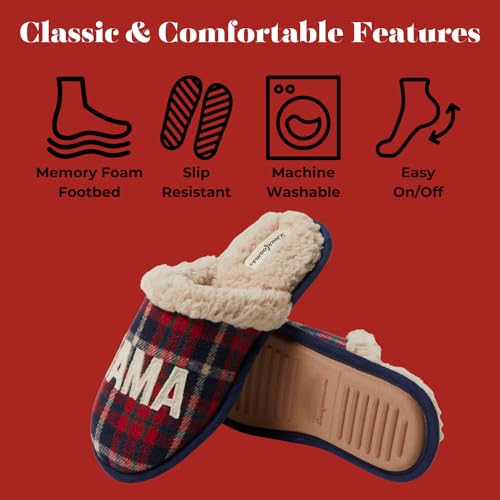 Dearfoams Women’s Gifts for Mom Cute Matching Family Pajama Mama Bear Slipper