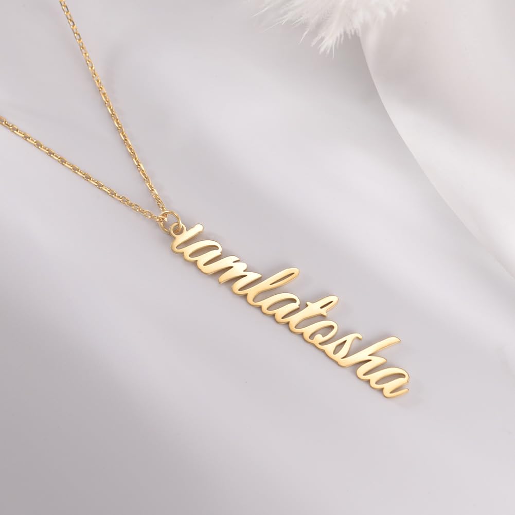 TinyName Custom Name Necklace Personalized 18K Gold Plated Nameplate Customized Jewelry Gift for Women