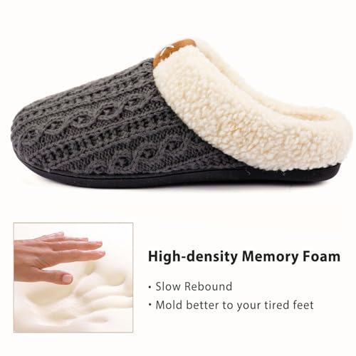 ULTRAIDEAS Women's Indoor Bedroom Slipper with Memory Foam, Gift for Women, Wool-Like House Shoe with Anti-Skid Rubber Sole for Ladies