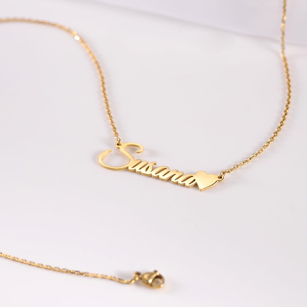 TinyName Custom Name Necklace Personalized 18K Gold Plated Nameplate Customized Jewelry Gift for Women