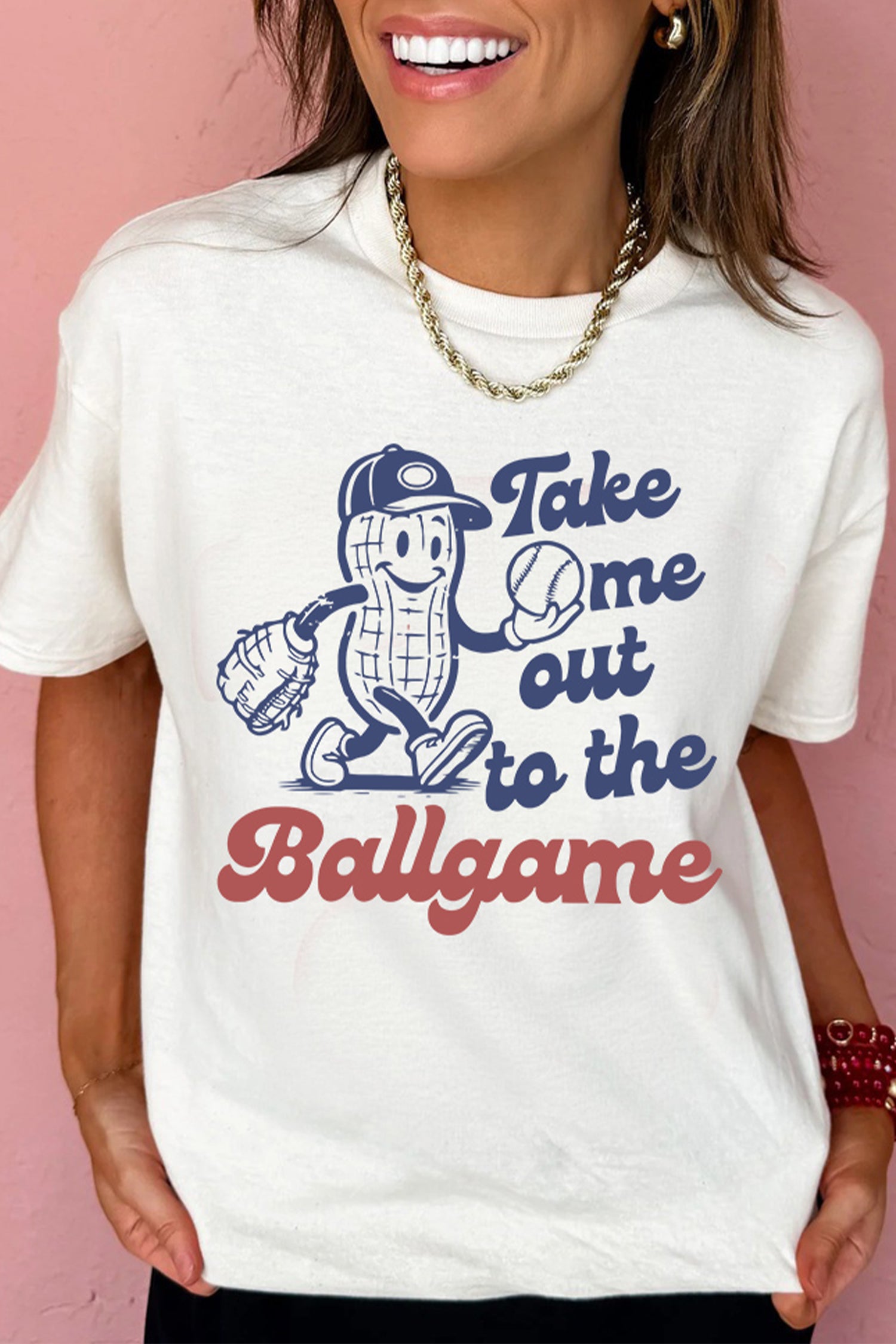 White Take me out to the Ballgame Casual Tee