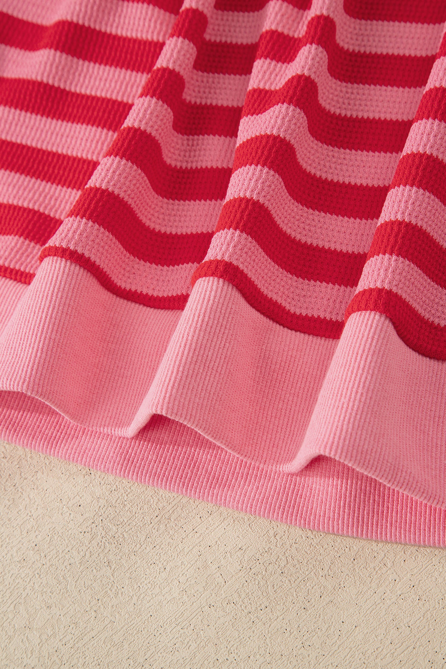 Red Stripe Puff Short Sleeve T Shirt Matching Shorts Set