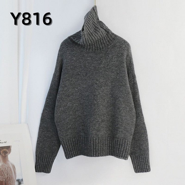 Women Knitted Turtleneck Sweater Pullover Jumper Batwing Top