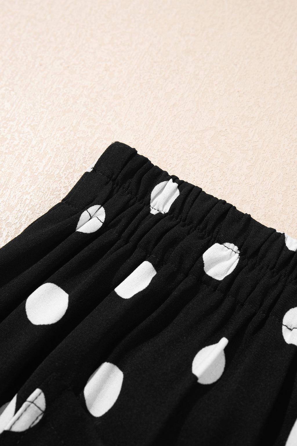 Black Polka Dot Print Patched Pocket Mid-rise Straight Leg Pants