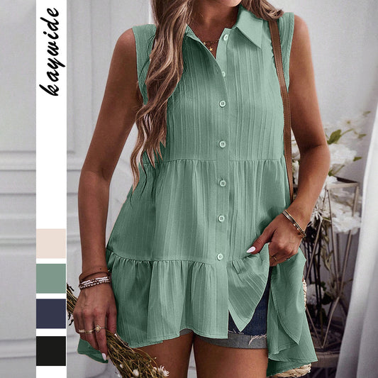 Solid Color Shirt Temperament Commute Short Sleeve Top