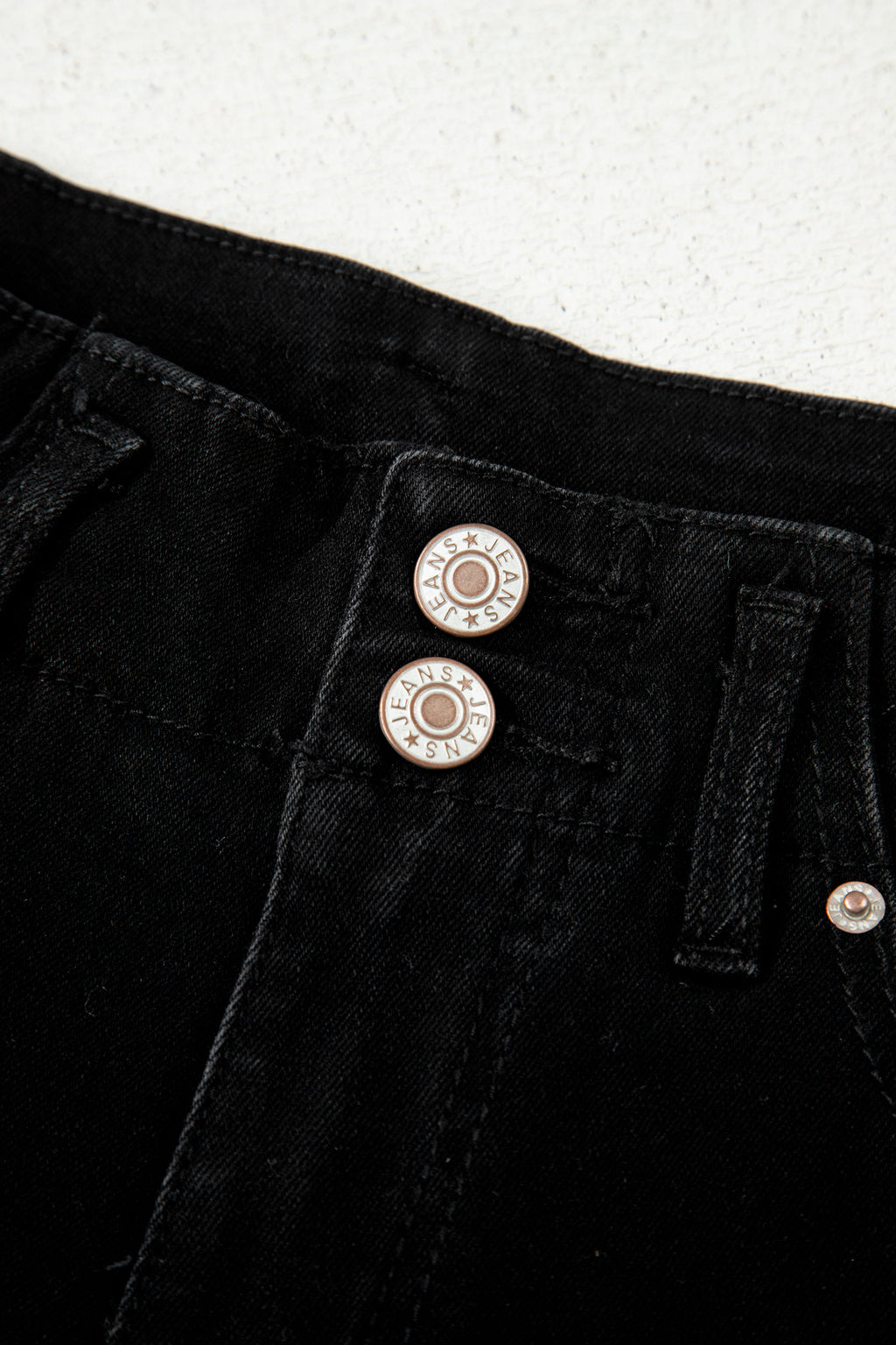 Black 2-Button High Waist Wide Leg Jeans