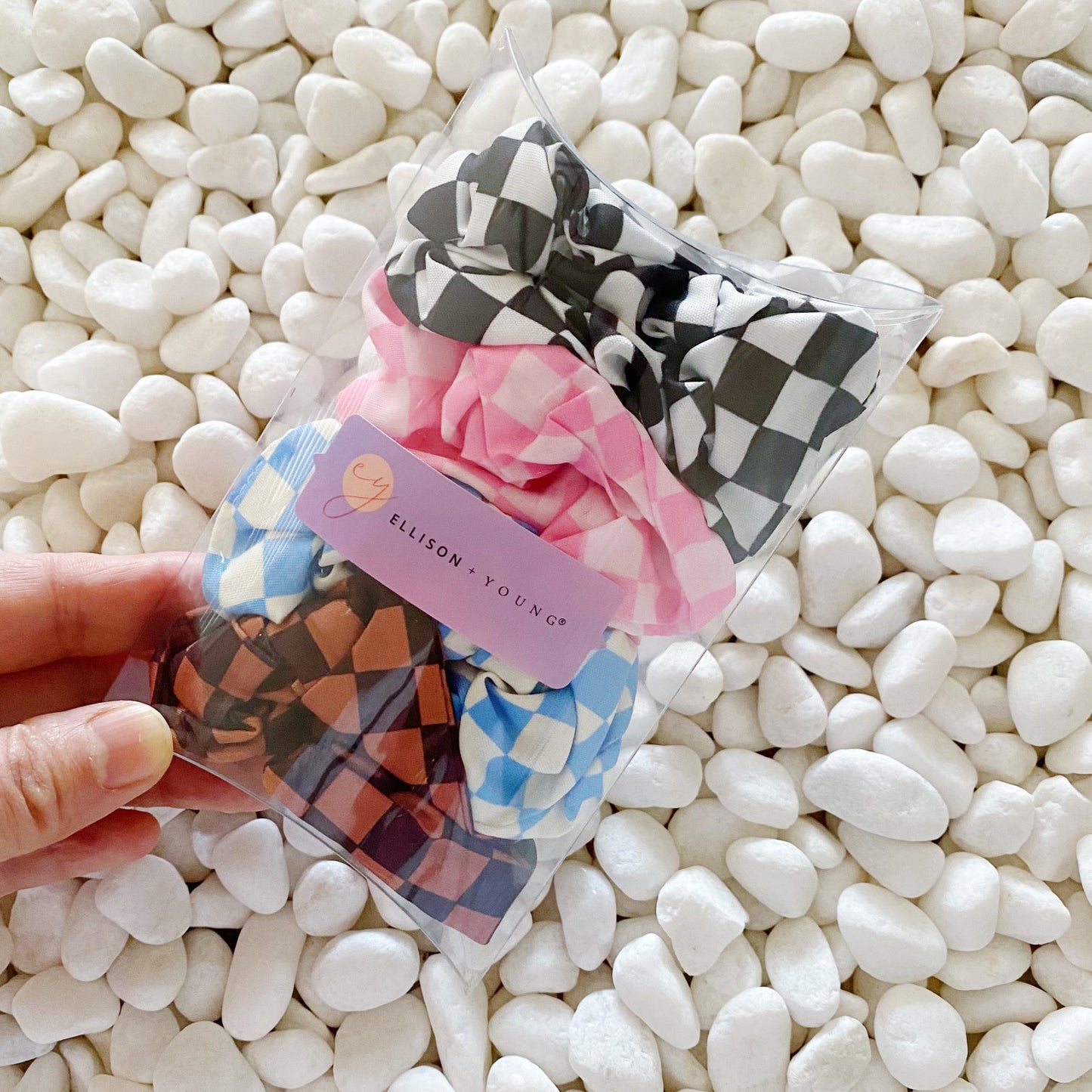 Checkerboard Hair Scrunchie Set Of 4 by Ellisonyoung.com