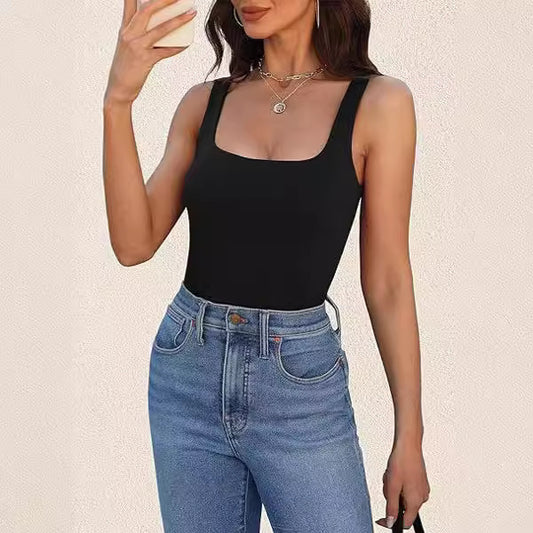 Summer Fashion Sleeveless Vest Square Collar Vest For Women