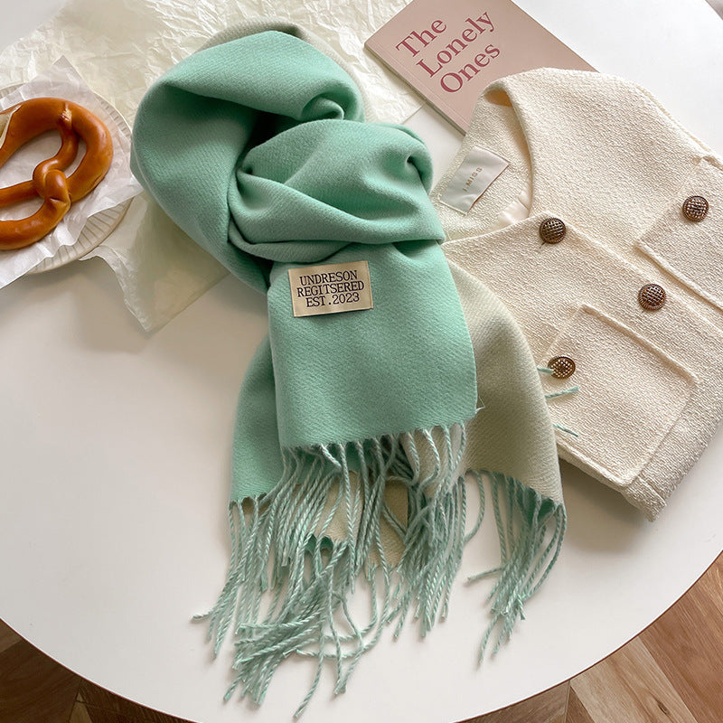 Double-Sided, Winter, Warm, Artificial Cashmere Scarf