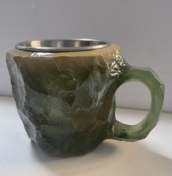 400ml Resin Mineral Crystal Coffee Mugs with Handles, Elegant Mineral Crystal Cup