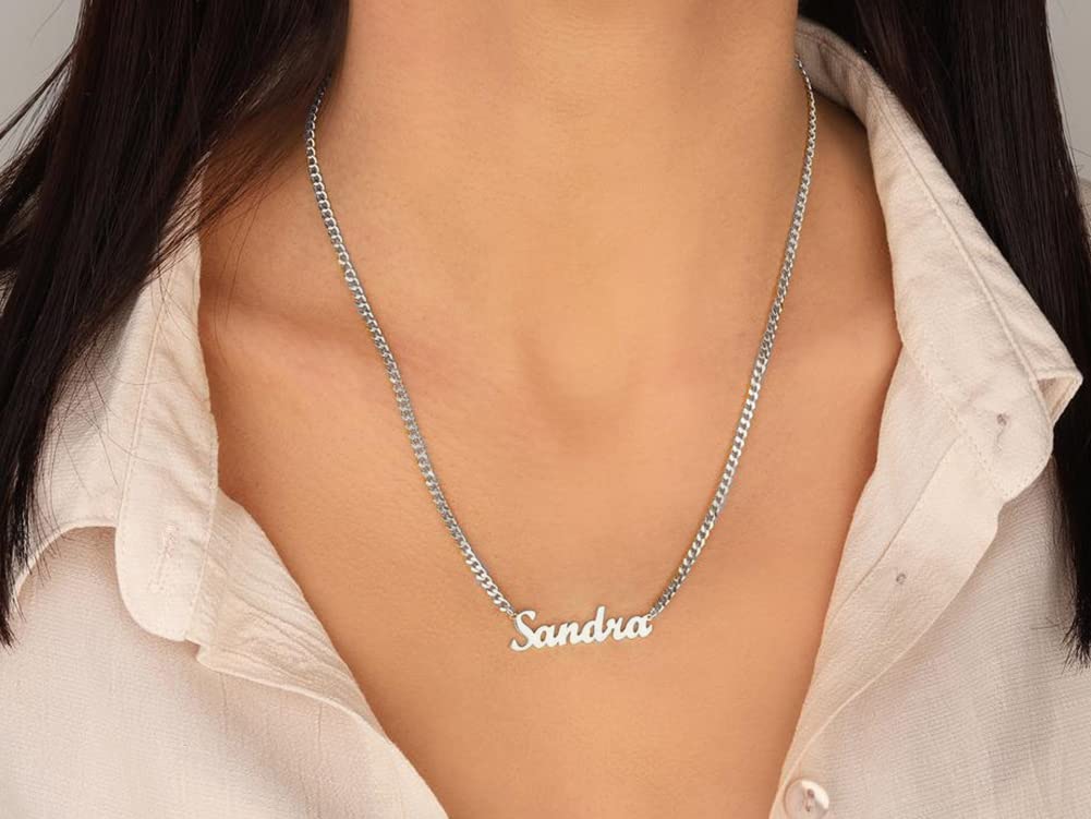 TinyName Custom Name Necklace Personalized 18K Gold Plated Nameplate Customized Jewelry Gift for Women