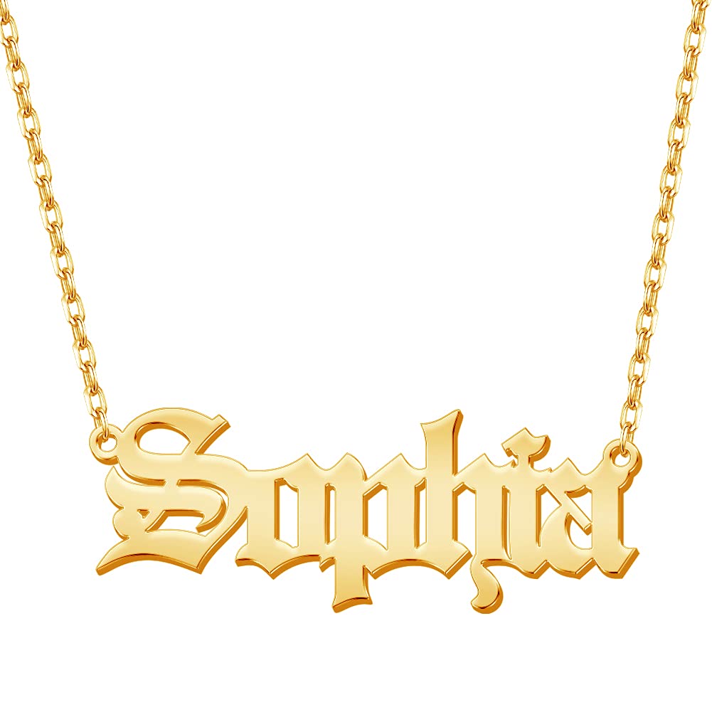 TinyName Custom Name Necklace Personalized 18K Gold Plated Nameplate Customized Jewelry Gift for Women