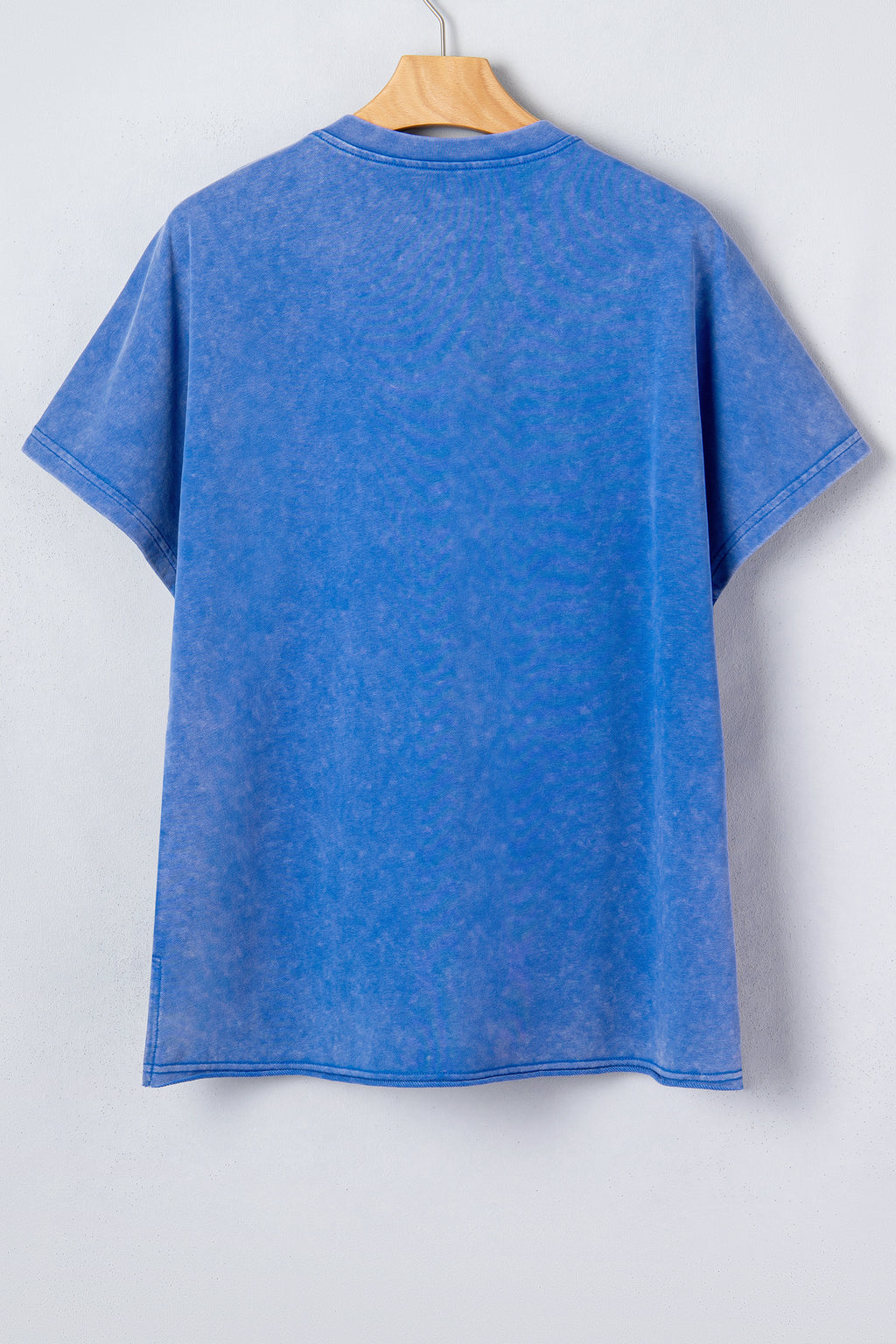 Sky Blue Patriot Star Patched Notched Neck Mineral Washed Tee