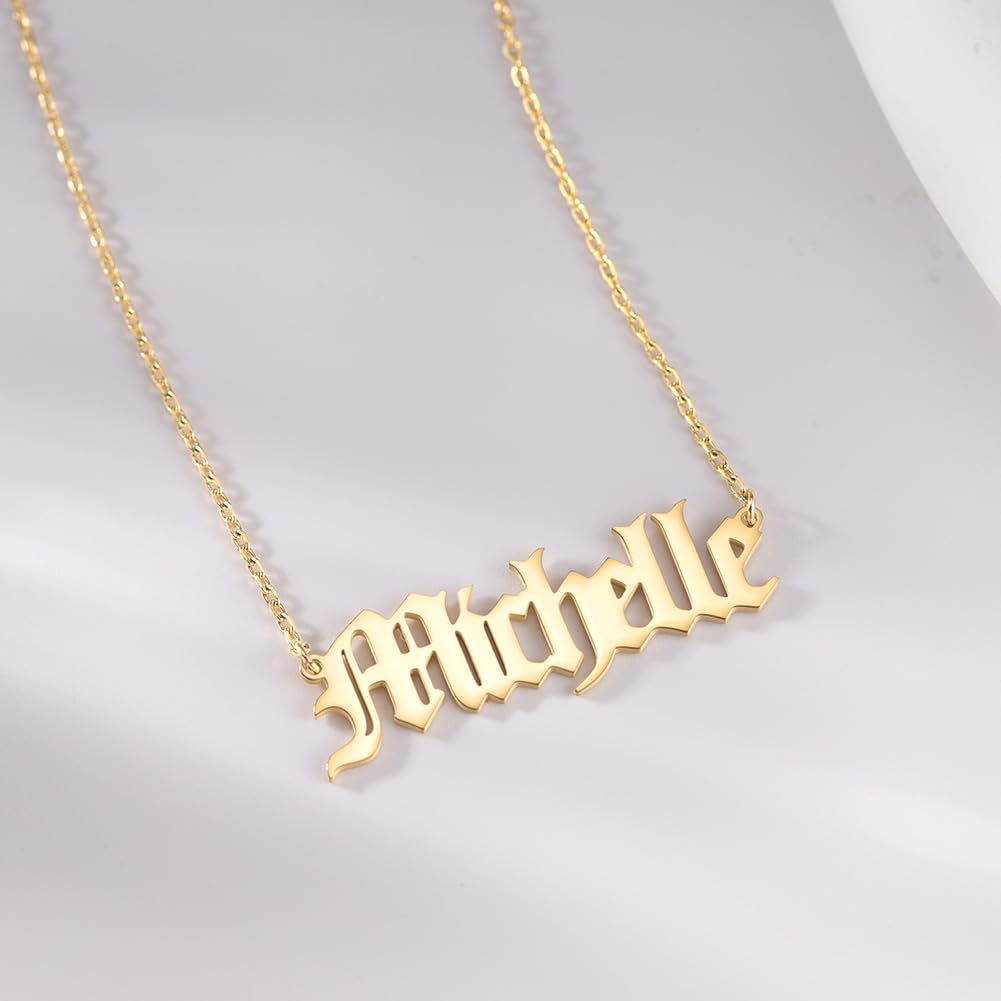 TinyName Custom Name Necklace Personalized 18K Gold Plated Nameplate Customized Jewelry Gift for Women