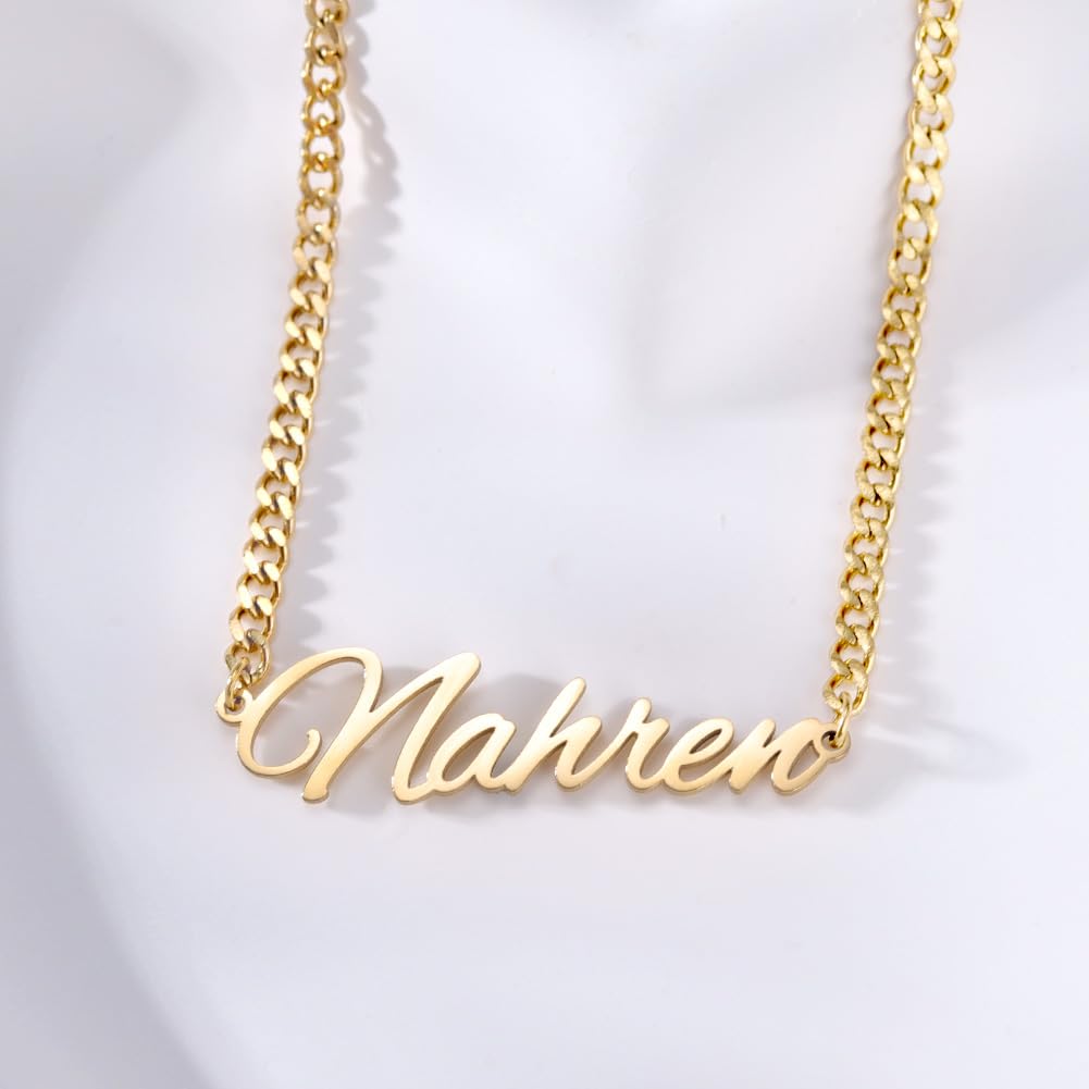 TinyName Custom Name Necklace Personalized 18K Gold Plated Nameplate Customized Jewelry Gift for Women