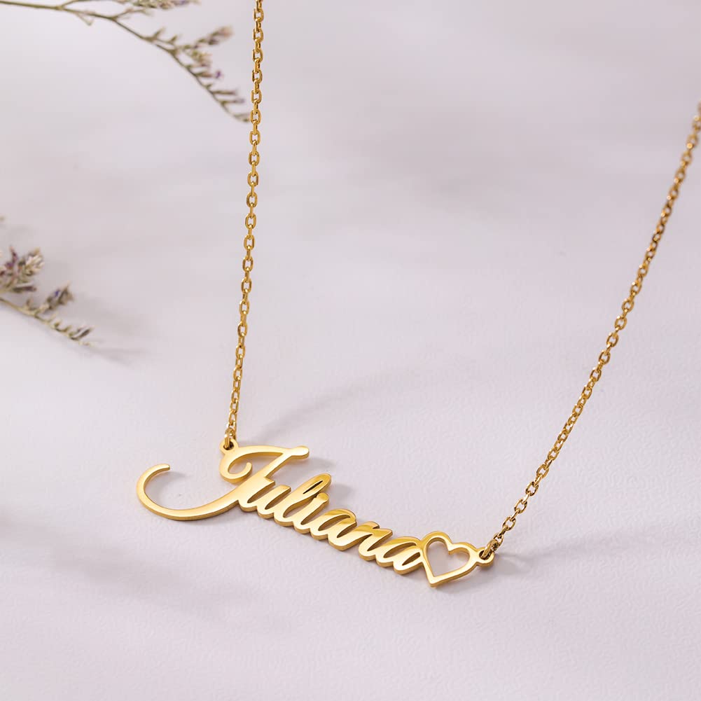 TinyName Custom Name Necklace Personalized 18K Gold Plated Nameplate Customized Jewelry Gift for Women