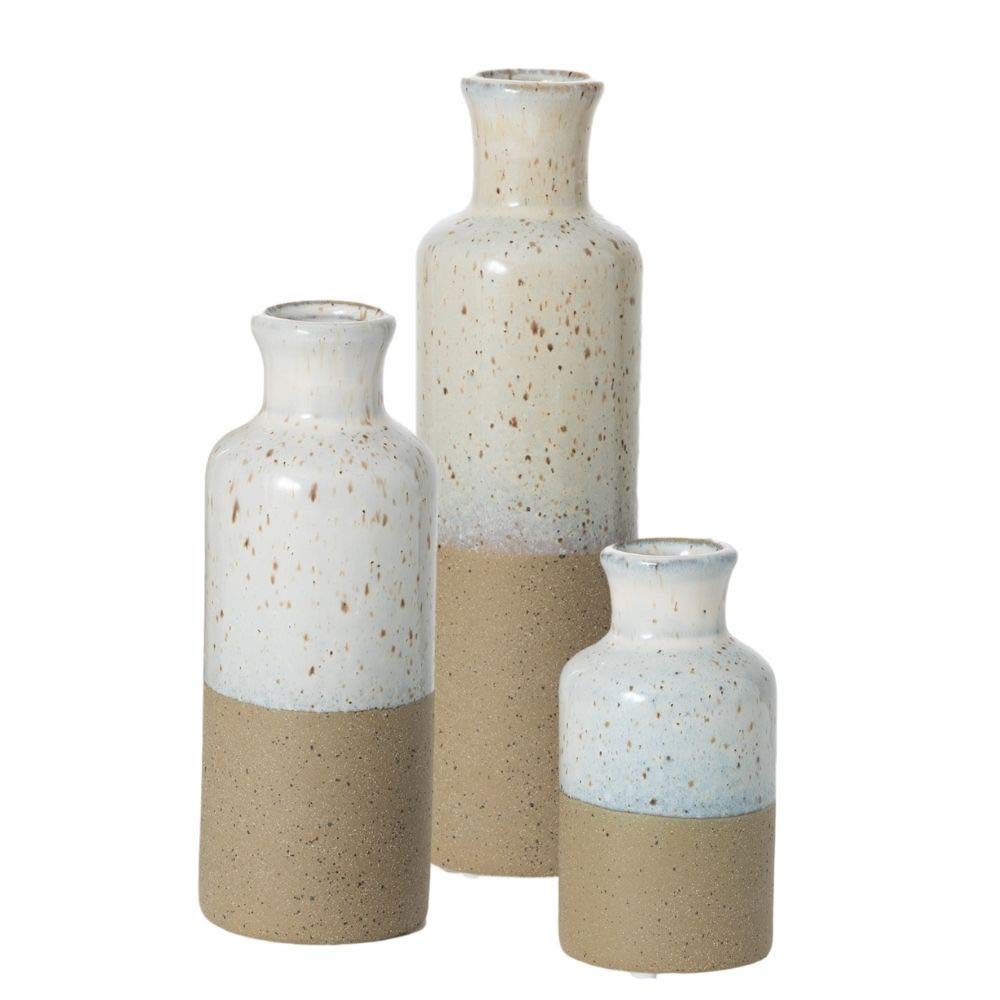 Sullivans White Ceramic Vase Set, Farmhouse Decor, Home Decorative Vase, Vases For Your Kitchen, Bedroom, Office, Living Room, Bathroom, & Shelf Centerpiece Table Decorations (CM2333)