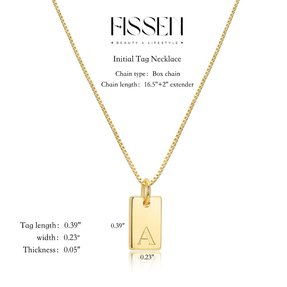 Initial Necklaces for Women 14K Gold Plated Letter Necklace Dainty Gold Name Necklace Personalized Initial Tag Pendant Necklace for Women Trendy Gold Jewelry