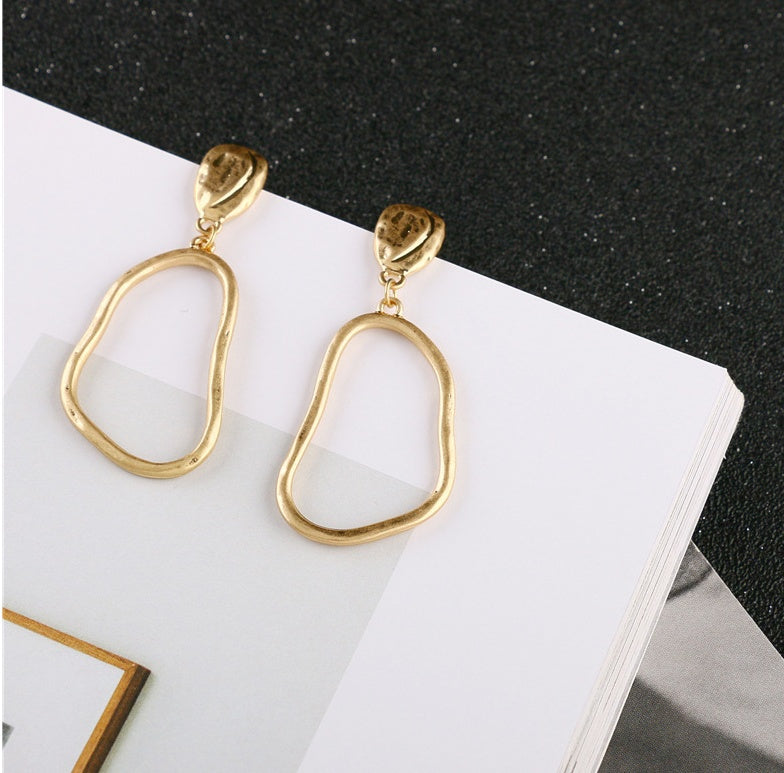 Gold Chunky Dangle Pendant Earrings for Women