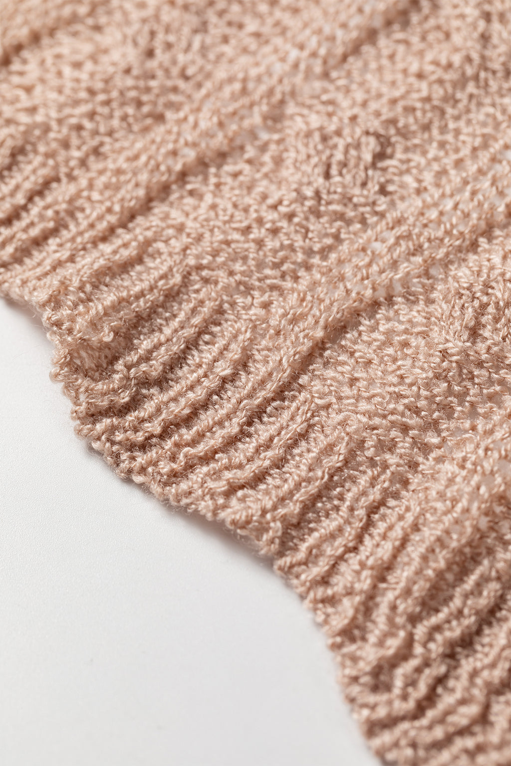 Pink Drop Shoulder Crochet Knit Open Front Cardigan