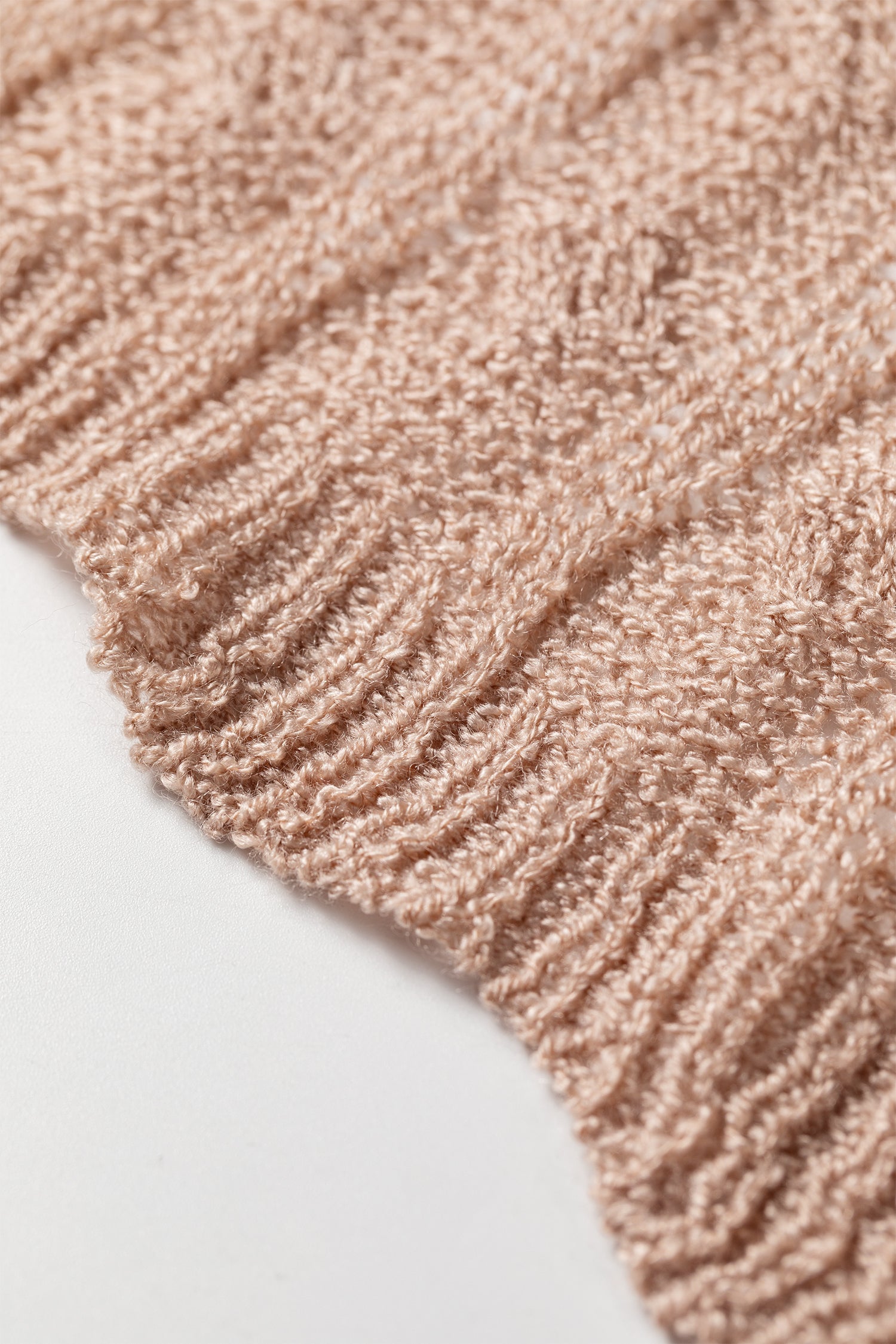 Pink Drop Shoulder Crochet Knit Open Front Cardigan