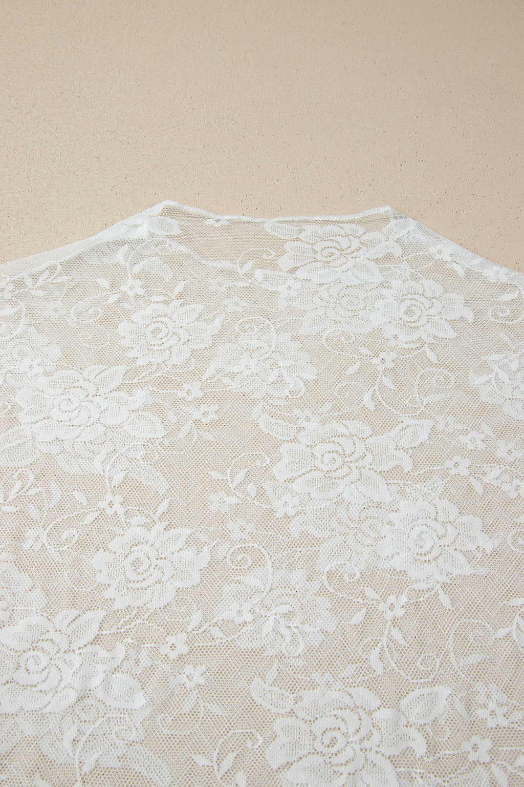 White Plus Size Floral Mesh Long Sleeve Top