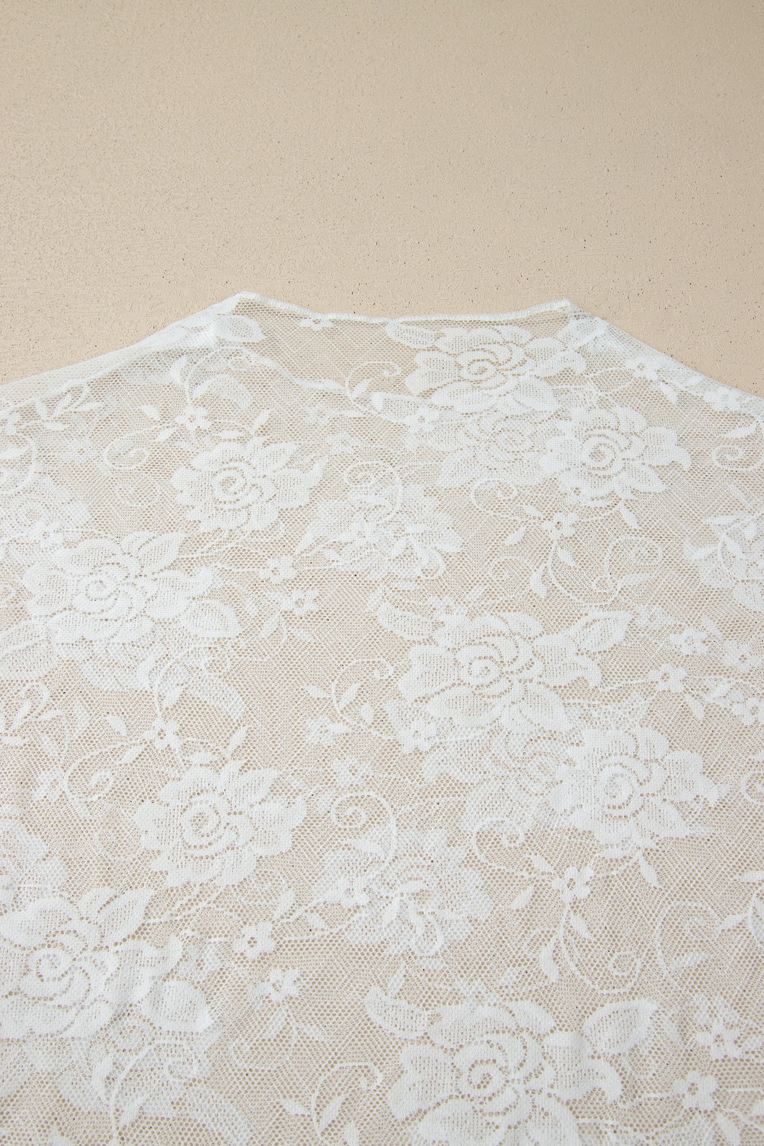 White Plus Size Floral Mesh Long Sleeve Top
