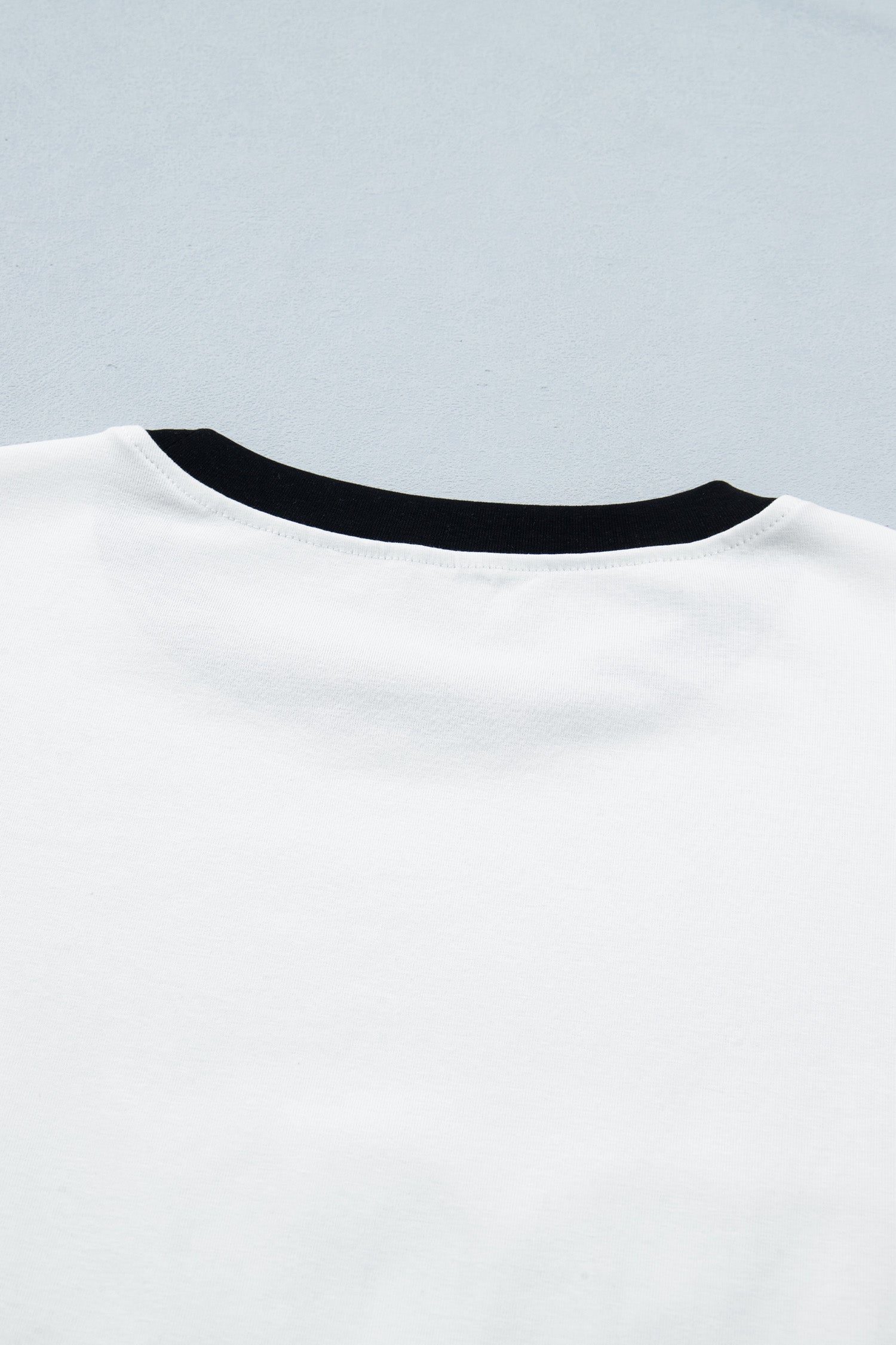 White USA Sequin Color Block Trim Loose T Shirt