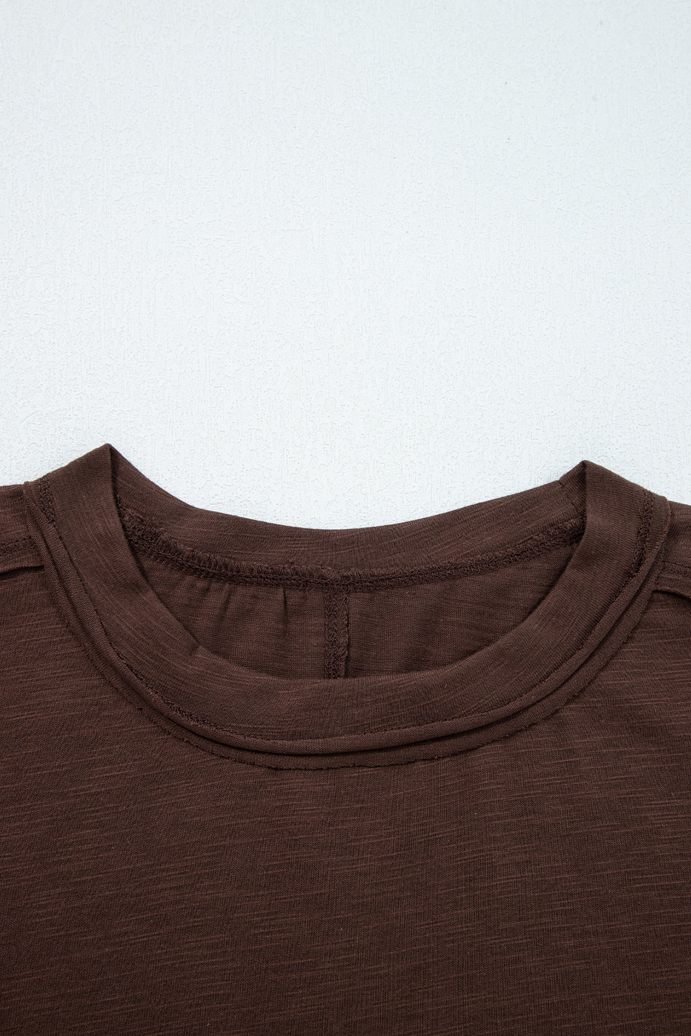 Dark Brown Sheer Lace Patchwork Casual Long Sleeve Tee