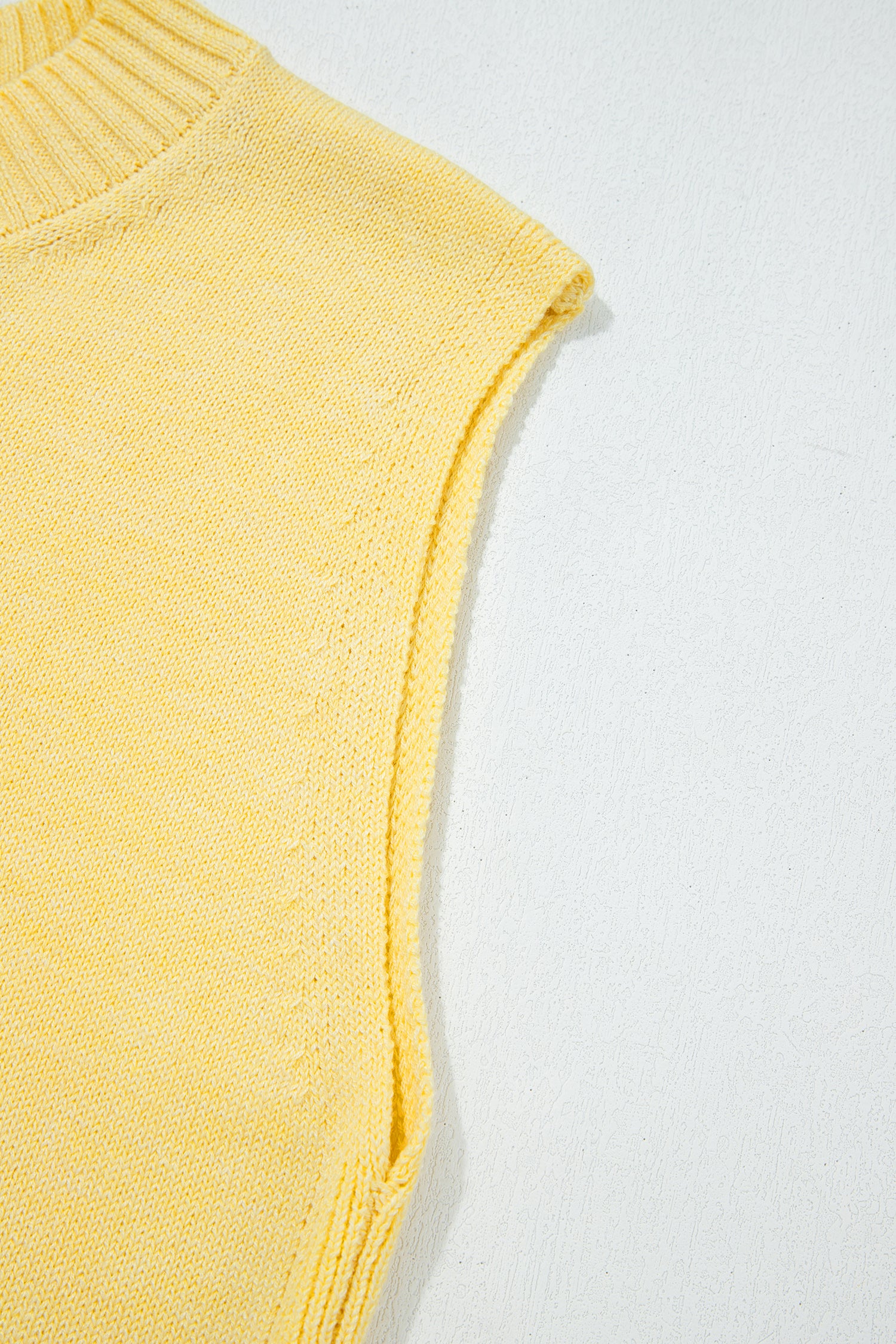 Yellow Cream Large Armhole Side Slit Loose Sweater Vest