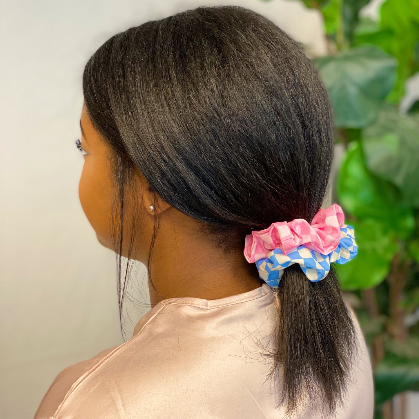 Checkerboard Hair Scrunchie Set Of 4 by Ellisonyoung.com