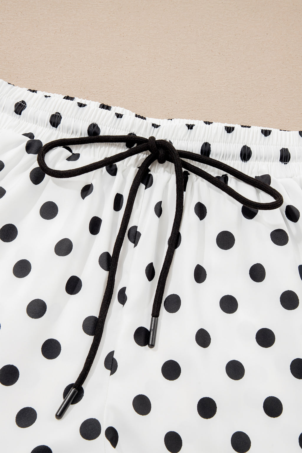 White Polka Dot Contrast Ruffle Trim Shorts