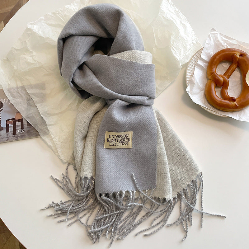 Double-Sided, Winter, Warm, Artificial Cashmere Scarf