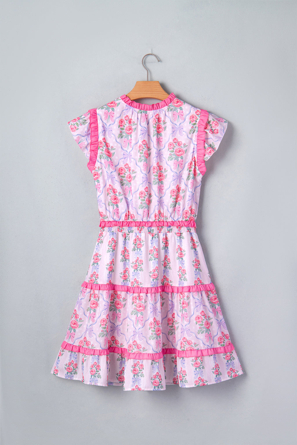 Purple Tiered Ruffles Sleeveless Summer Floral Dress