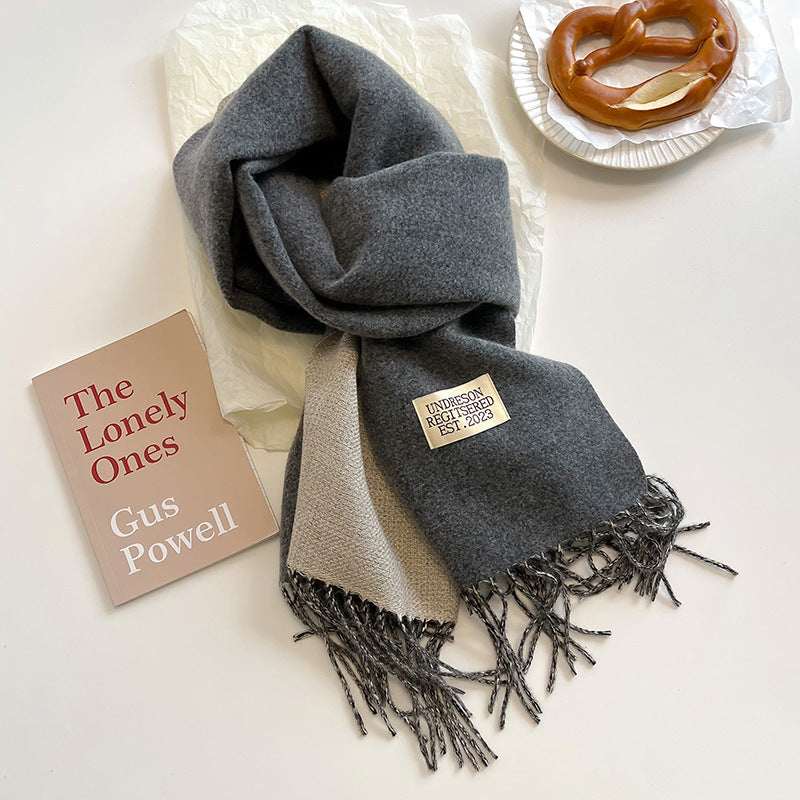 Double-Sided, Winter, Warm, Artificial Cashmere Scarf