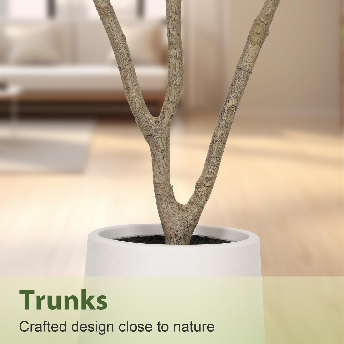 Olive Trees Artificial Indoor, 5FT Tall Faux Olive Tree with White Tall Planter, Artificial Plants with Natural Wood Trunk and Lifelike Fruits for Home Office Decor