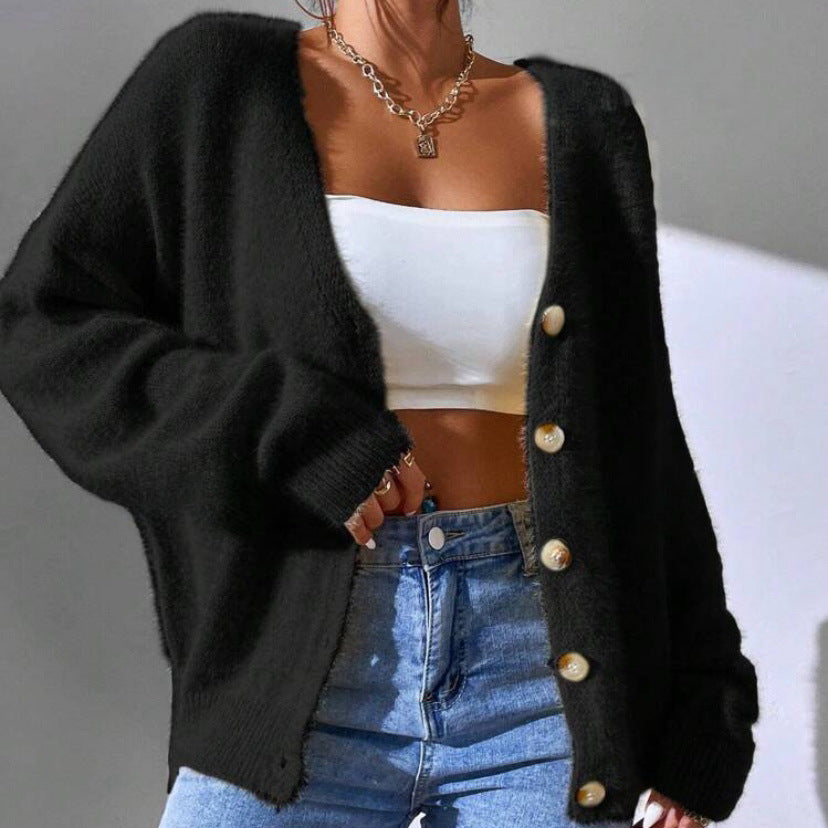 Imitation Mink Knitted Cardigan European And American Style Ladies